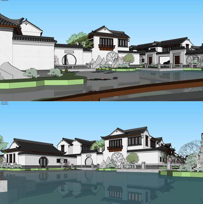 江南苏州古典园林式住宅居住区新中式别墅会所景观草图大师su模型