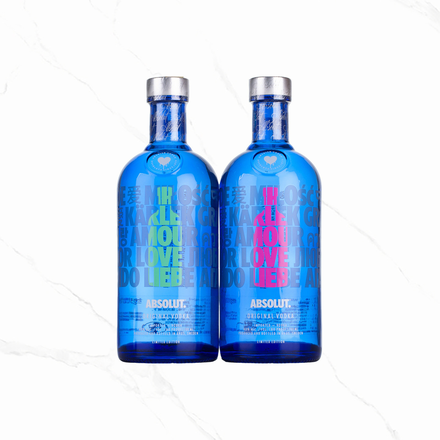 absolut绝对因为爱伏特加限量版700ml*2瓶装正品瑞典纪念版洋酒