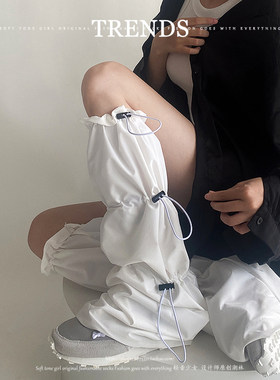 Y2K个性抽绳袜套工装风腿套