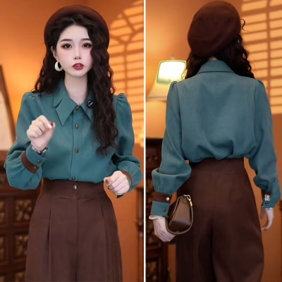 高级感chic别致上衣港风宽松衬衣