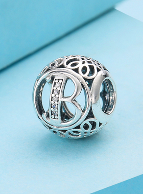 现货Pandora潘多拉手链复古字母B 925银串珠791846CZ