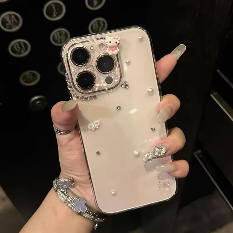 适用苹果16promax手机壳新款水钻小香风iPhone15保护套HelloKitty女款14防摔壳13网红超火好看12promax高级17