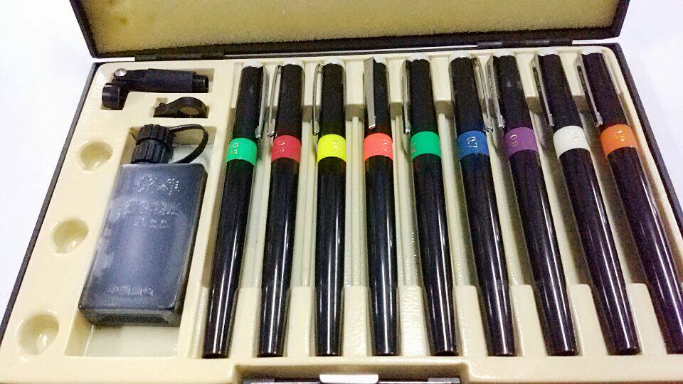 英雄9支装针管笔 0.2-1.2学生绘图笔 反复使用初学 加墨针笔71a-9