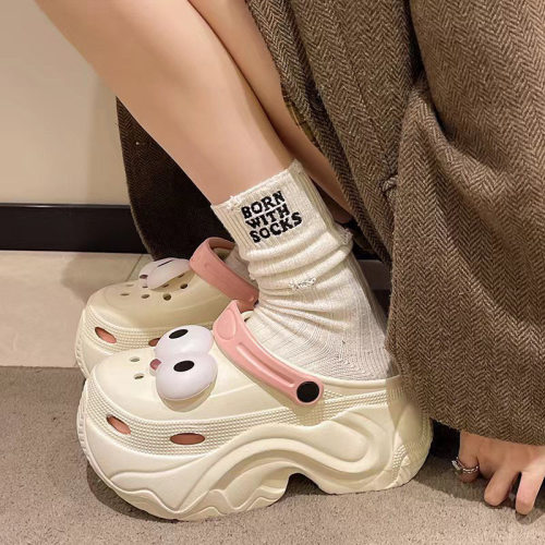 10CM增高厚底防滑可爱洞洞鞋女