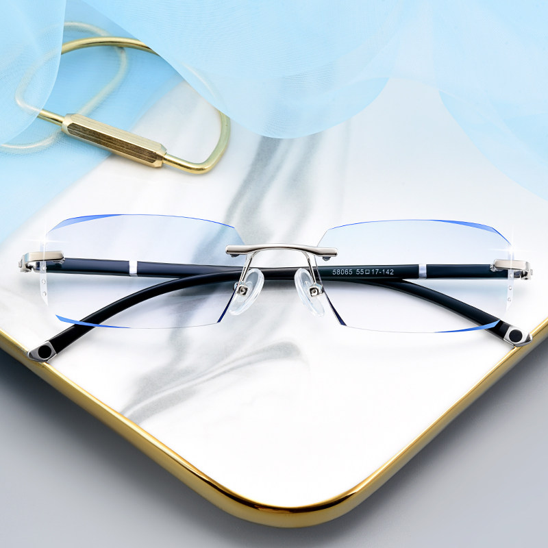 配眼镜框近视眼镜男钻石切边