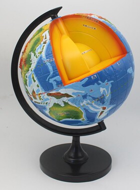 34022地球内部构造模型空心地壳地幔地核分布演示教具带塑料底座