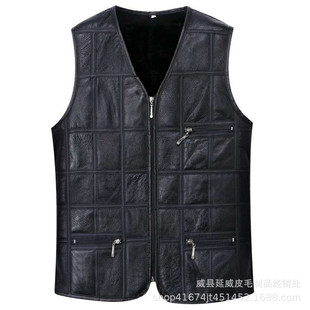 男士皮毛一体马甲秋冬真皮中老年羊剪绒皮草坎肩背心保暖羊皮马夹