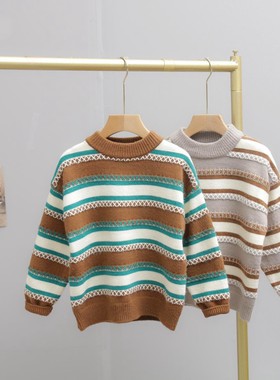 叫我格格童装儿童针织衫2023秋冬新款提花男童女童圆领毛衣86017