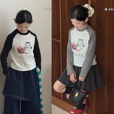 品牌童装秋儿童卡通亮片长袖T恤