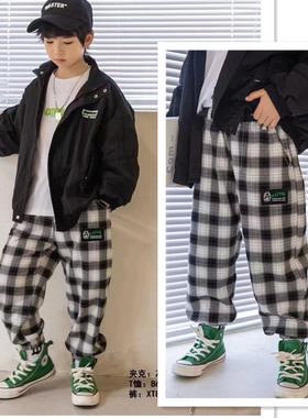 牛哆哆童装儿童格子裤春秋季新品男女童休闲束脚裤韩版潮83507