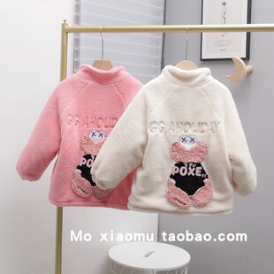 布芮欧男女童加厚羊羔毛外套新款韩版中大童冬装毛毛衣35605