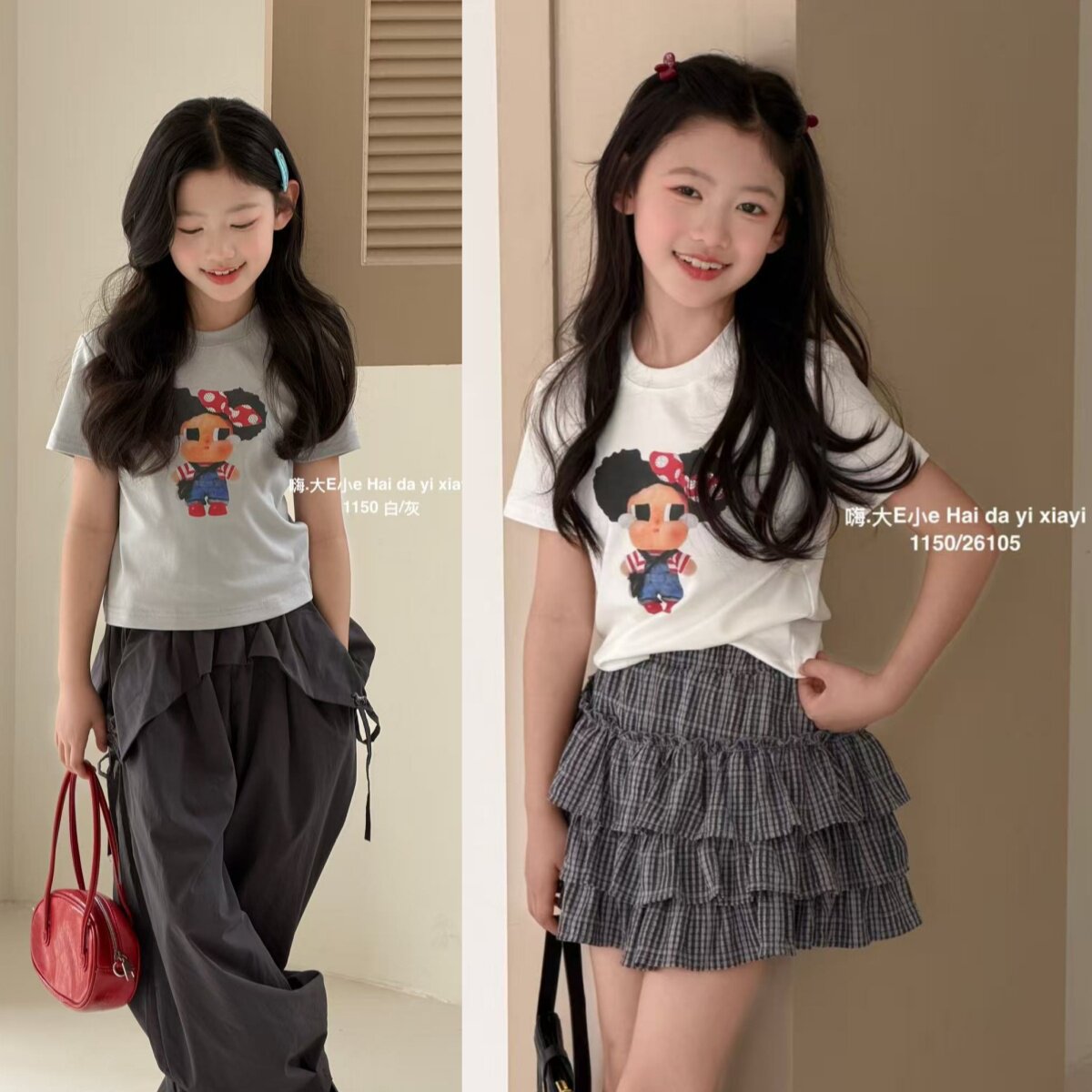 嗨大E小e女童夏季辣妹短袖T恤图片