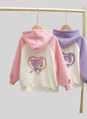 牛哆哆童装女童一体绒卫衣2023冬季新款中大童连帽套头衫36780