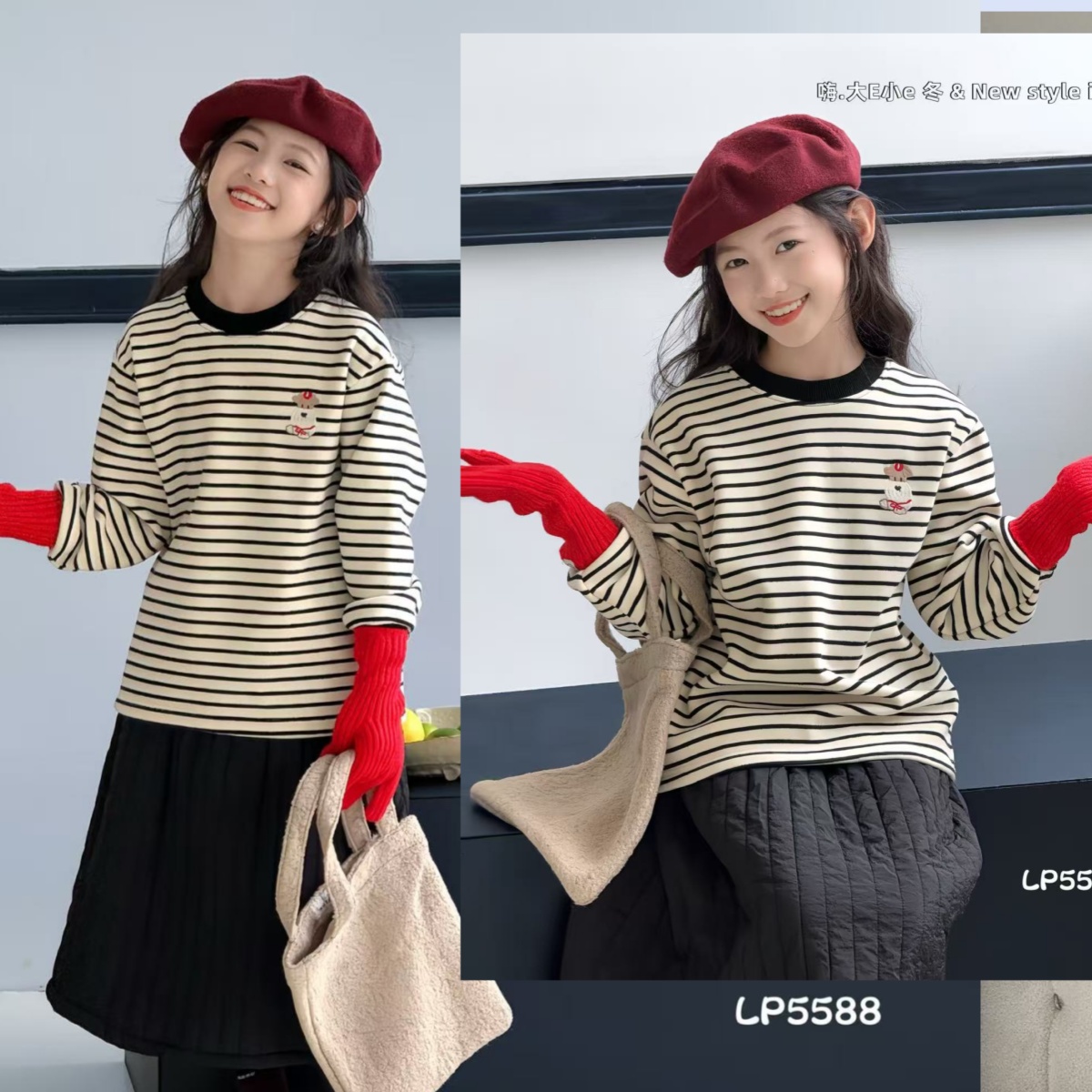 品牌童装韩版一体绒卡通绣花卫衣