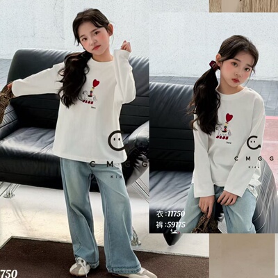 春季新款女童圆领刺绣小马T恤