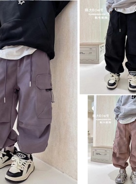 嗨大E小E童装儿童一体绒工装裤2024冬装中大童加厚休闲裤子6611