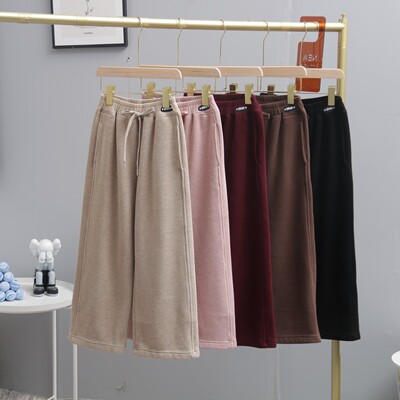 爱木橦女童一体绒阔腿裤中大童