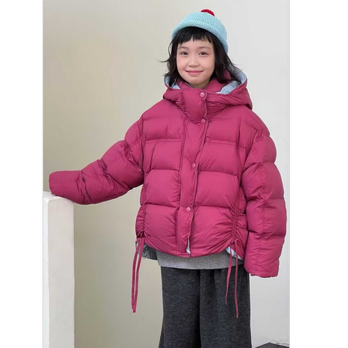 牛哆哆童装2025冬款女童韩版90安心绒面包服三防连帽羽绒服65061
