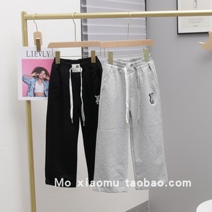 叫我格格童装女童裤子春秋款时尚直筒针织裤阔腿裤中大童22108