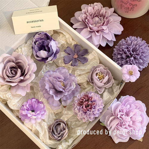 春夏紫色系唯美绣球花朵发夹