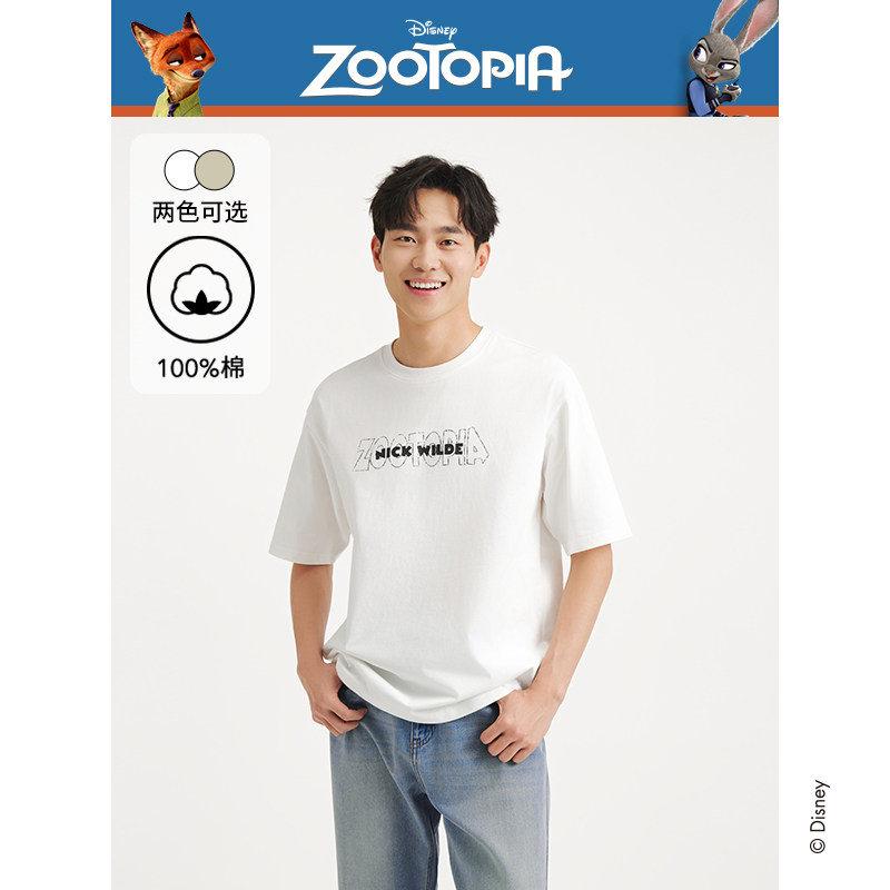 【迪士尼系列】热风2025年夏季男士疯狂动物城系列印花短T-DSN