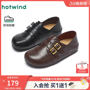 热风黑色小皮鞋女款2026年春季新款百搭两穿勃肯鞋休闲包头拖鞋子