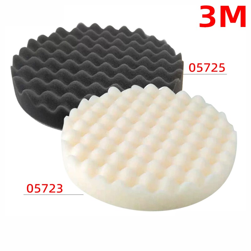 美国3M05725海绵球8寸200mm黑色细波浪盘05723白色粗绵汽车抛光轮