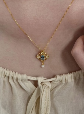 蓝夜星眸温柔优雅鸢尾花项链