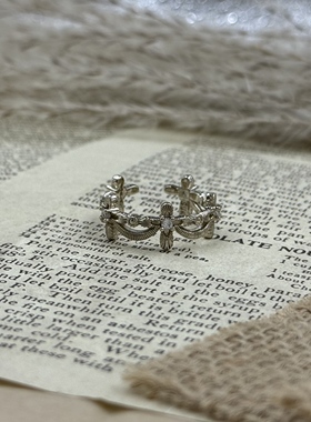 三横鸢尾花满圈开口美拉德戒指