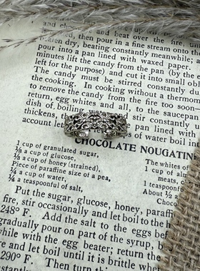 复古轻奢鸢尾花满圈开口戒指女