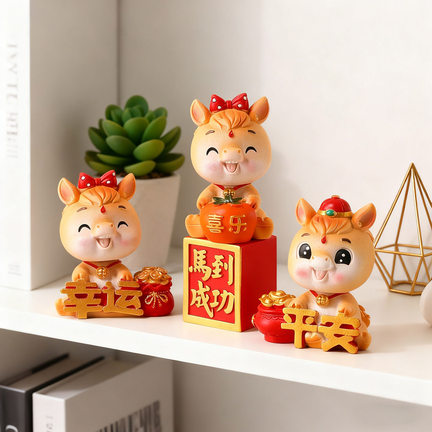 2026可爱小马摇头公仔马年吉祥物