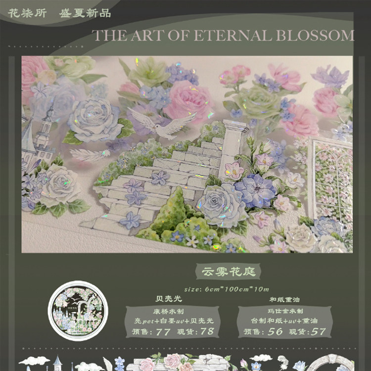 满18包邮花柒所云雾花庭贝壳光分装特材拼贴贝壳光流麻手帐胶带,文具电教/文化用品/商务用品,和纸胶带,淘宝优惠券,粉丝福利购,淘宝优惠卷