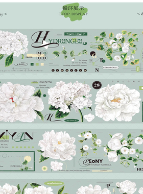 满18包邮moodtape茶白分装特材拼贴贝壳光流麻手帐胶带咕卡盘