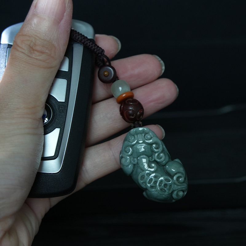 淡墨小帆天然翡翠玉石貔貅钥匙扣挂件吊坠男送礼礼物