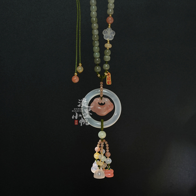 2026新款高级感金丝玉如意锁汽车挂件玉髓和田玉古风车内挂饰女