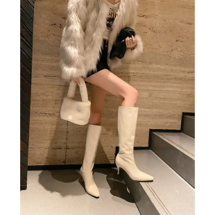 lady 全真皮欧美by高跟长靴fa尖头骑士靴高筒不过膝靴子 ww升级版