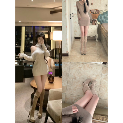 石原惠同款古早3cm防水台长靴女