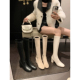 lady ww高跟长靴女2025秋冬新款 长筒靴绒面粗跟弹力瘦腿高筒靴子