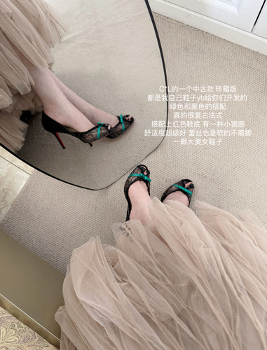 独中古C*L红底鱼嘴细跟性感凉鞋