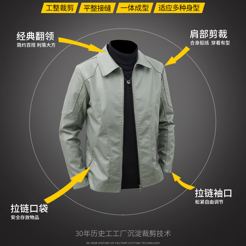 新款2025男皮衣皮夹克潮流韩版时尚休闲软皮翻领修身