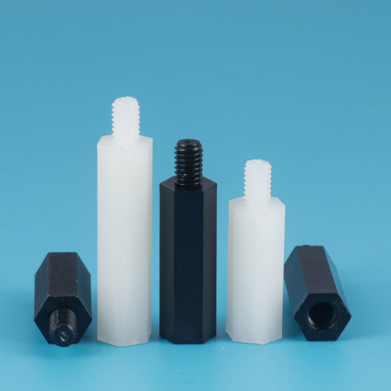 尼龙单头六角柱黑色白色绝缘塑料