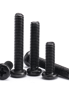 201不锈钢十字圆头螺丝钉PM黑色加长盘头机螺钉1M2M2.5M3M4M5M6M8