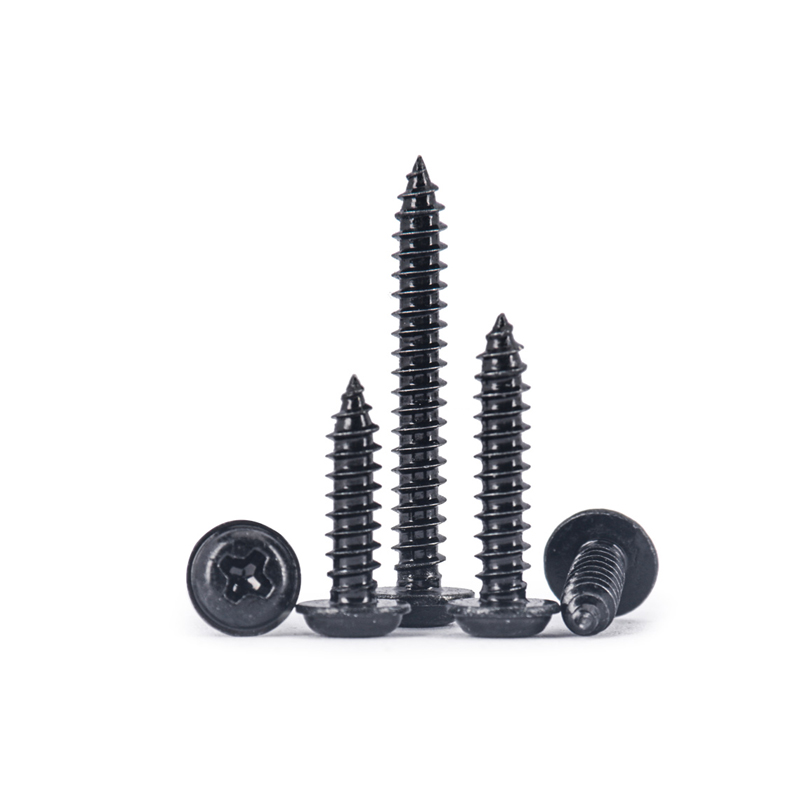 不锈钢黑色圆头十字带垫自攻螺丝