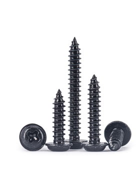 促304不锈钢黑锌圆头十字带垫自攻螺丝PWA带介尖尾木螺丝M2M3M4M5