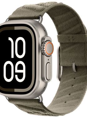 适用苹果Ultra款EnMer尼龙爱马针织表带S11运动腕带49M金属iwatch