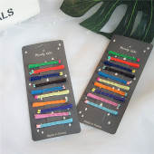 韩国糖果色磨砂实用对夹套装 百搭甜美彩色火柴棒儿童边夹刘海夹新