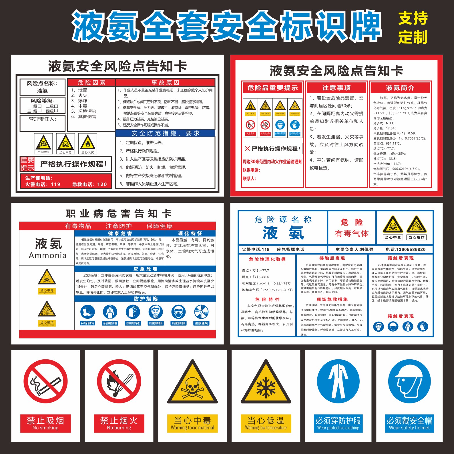 液氨安全操作警示风险告知标识牌图片