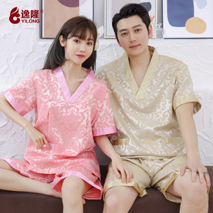 大码 逸隆汗蒸服女艾灸服后背开扣前后开衫 男桑拿服浴服美容院浴衣