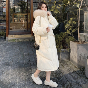 显瘦洋气白色棉衣棉服女加厚中长款2023新款冬季设计感小众面包服