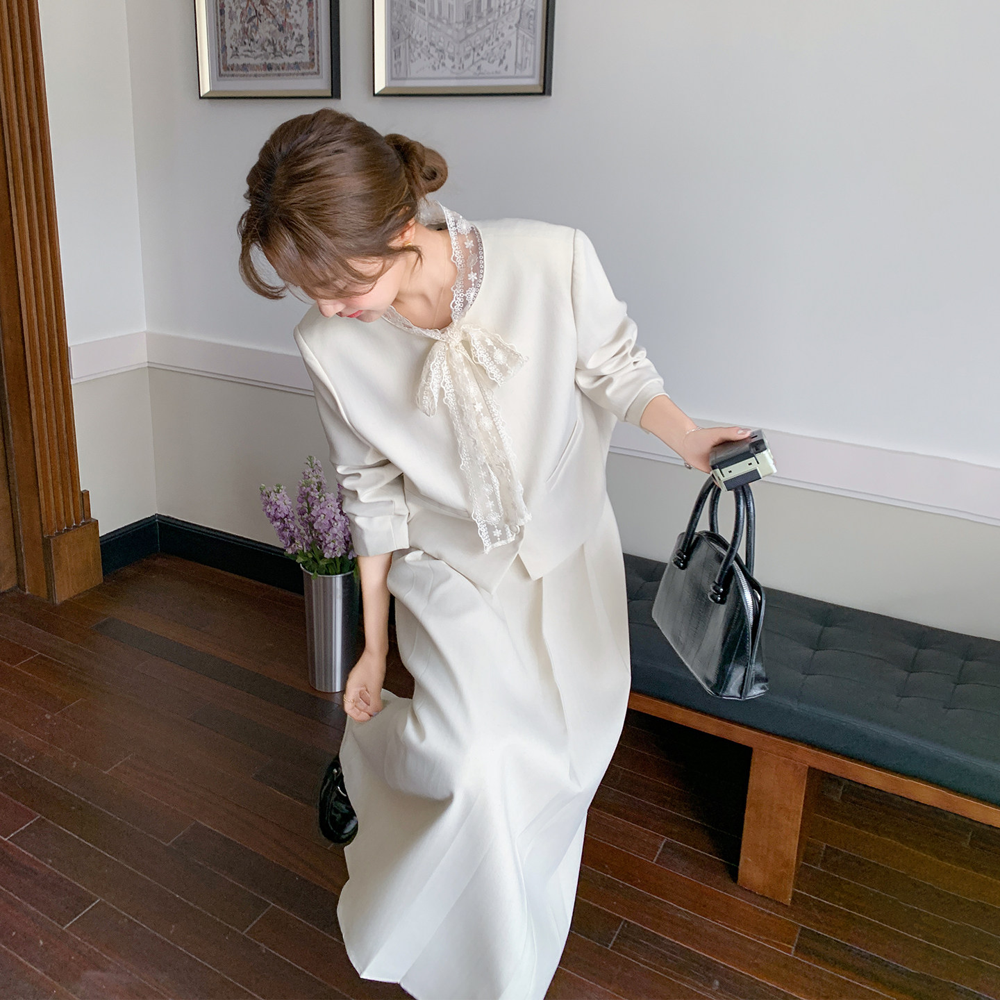 蕾丝拼接西装外套百褶裙套装女2026春季新款轻熟风气质超火两件套,女装/女士精品,时尚套装,淘宝优惠券,粉丝福利购,淘宝优惠卷